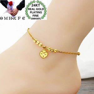 OMHXFC JB19 Heart Charm Lucky Beads Beach Anklet
