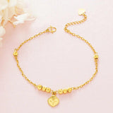 OMHXFC JB19 Heart Charm Lucky Beads Beach Anklet