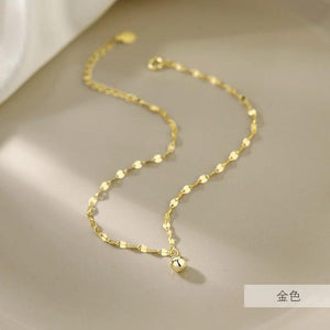 925 Sterling Silver Round Bead Feet Chain Necklace
