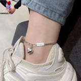 European Woman Girl Party Birthday Wedding Gift Two Heart Charm Rectangle Anklet