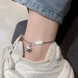 European Woman Girl Party Birthday Wedding Gift Two Heart Charm Rectangle Anklet