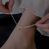 925 Silver Ball Chain Women's Feet Sparkling Jewelry