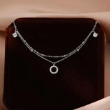 925 Silver Double Layer Foot Chain Zircon Tassel Women's Fine Jewelry
