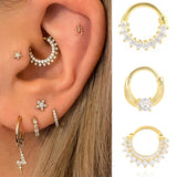 Zircon Crystal Septum Hoop Earrings Piercing Body Jewelry