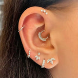 Zircon Crystal Septum Hoop Earrings Piercing Body Jewelry