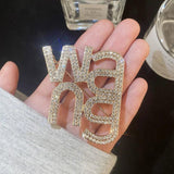 Retro Letter Full Diamond Brooch Pin for Women