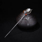 Thai Silver Inlaid Hetian Jade Hairpin Female Butterfly Tassel Retro Style