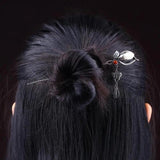Thai Silver Inlaid Hetian Jade Hairpin Female Butterfly Tassel Retro Style