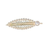 Flower Hairpin Pearl Rhineau Leaf Hair Clip