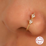 925 Nose Rings Piercing Studs Hypoallergenic Crystal Zircon Jewelry Gift
