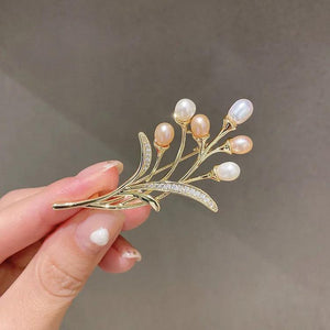 Natural Freshwater Pearl 14K Filled Flower Brooch
