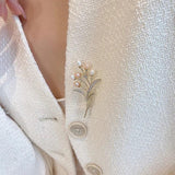 Natural Freshwater Pearl 14K Filled Flower Brooch