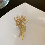 Natural Freshwater Pearl 14K Filled Flower Brooch
