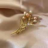 Natural Freshwater Pearl 14K Filled Flower Brooch