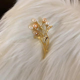 Natural Freshwater Pearl 14K Filled Flower Brooch
