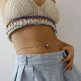4XBF Rhinestone Dangle Belly Chain Navel Piercing Rings Body Jewelry