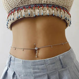 4XBF Rhinestone Dangle Belly Chain Navel Piercing Rings Body Jewelry