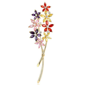 CZ Crystal Flower Brooches for Women