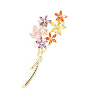 CZ Crystal Flower Brooches for Women