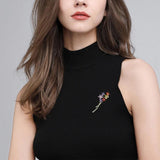 CZ Crystal Flower Brooches for Women