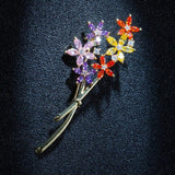 CZ Crystal Flower Brooches for Women