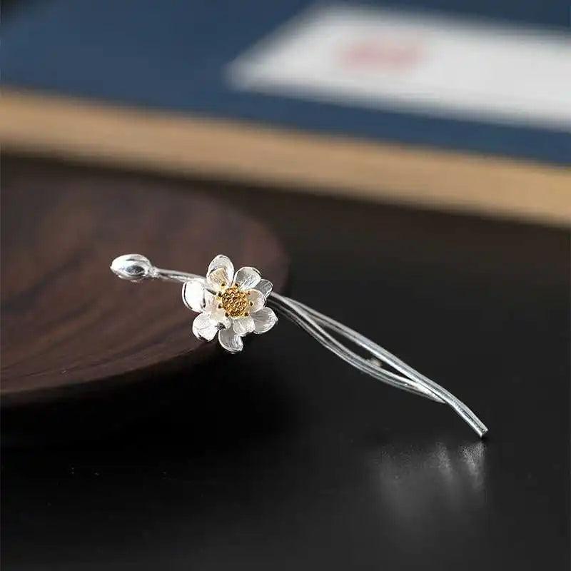 S925 Silver Pink Flower Brooches for Women