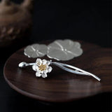 S925 Silver Pink Flower Brooches for Women