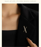 X Brooch Zircon Corsage Suit Pin Accessory for Women