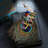 Peacock Feather Brooch Rhinestone Pin Coat Buckle Accessories