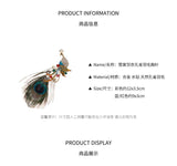 Peacock Feather Brooch Rhinestone Pin Coat Buckle Accessories