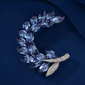 Leaf Plant Moon Brooch Female Crystal Corsage Suit Accessories