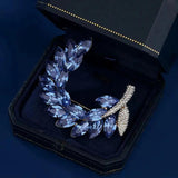 Leaf Plant Moon Brooch Female Crystal Corsage Suit Accessories
