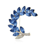 Leaf Plant Moon Brooch Female Crystal Corsage Suit Accessories