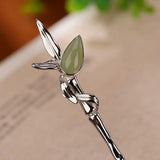 Silver Inlaid Bamboo Slub Tiara Hair Accessory Chalcedony Hanfu Women's Jewelry