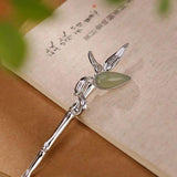 Silver Inlaid Bamboo Slub Tiara Hair Accessory Chalcedony Hanfu Women's Jewelry