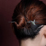 Silver Inlaid Bamboo Slub Tiara Hair Accessory Chalcedony Hanfu Women's Jewelry