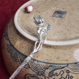Thai Silver Chinese Flowers Hairpin Retro Hair Jewelry