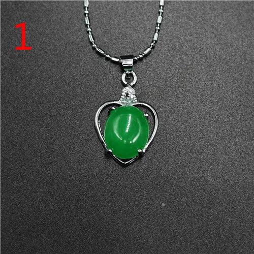 Green Hetian Jade 925 Silver Necklace Chinese Jadeite Amulet