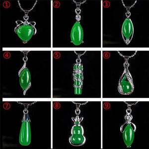 Green Hetian Jade 925 Silver Necklace Chinese Jadeite Amulet