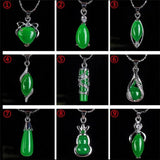 Green Hetian Jade 925 Silver Necklace Chinese Jadeite Amulet