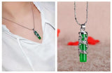 Green Hetian Jade 925 Silver Necklace Chinese Jadeite Amulet