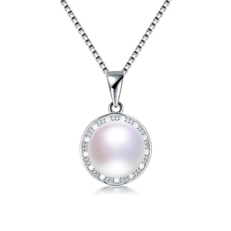 925 Silver Zircon & Pearl Pendant, 100% Natural Freshwater Jewelry