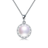 925 Silver Zircon & Pearl Pendant, 100% Natural Freshwater Jewelry