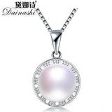 925 Silver Zircon & Pearl Pendant, 100% Natural Freshwater Jewelry