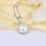 925 Silver Zircon & Pearl Pendant, 100% Natural Freshwater Jewelry
