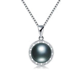 925 Silver Zircon & Pearl Pendant, 100% Natural Freshwater Jewelry