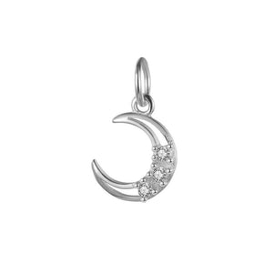 925 Silver Moon CZ Charm Pendant DIY Jewelry DZ410