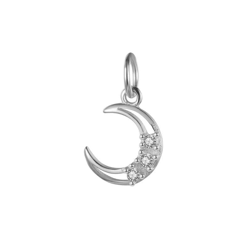 925 Silver Moon CZ Charm Pendant DIY Jewelry DZ410