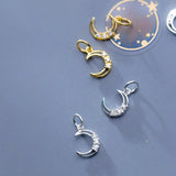 925 Silver Moon CZ Charm Pendant DIY Jewelry DZ410