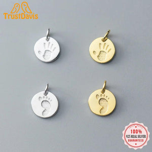 Davis 925 Sterling Silver Palm Footprint Pendant Necklace DIY